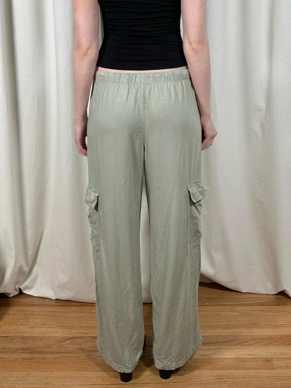 Linen Blend Drawstring Pants